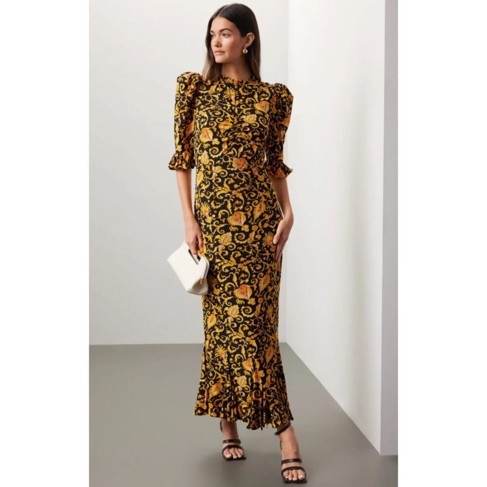 RHODE Felix Yellow Floral Dress Size 14 - Picture 2 of 10